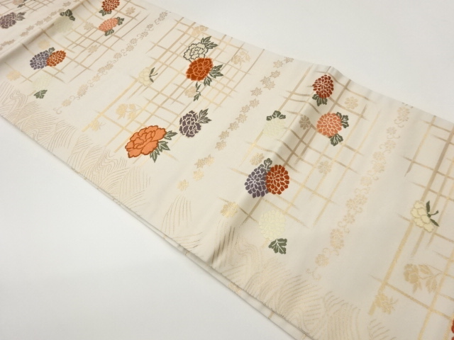 JAPANESE NAGOYA OBI / WOVEN PEONY